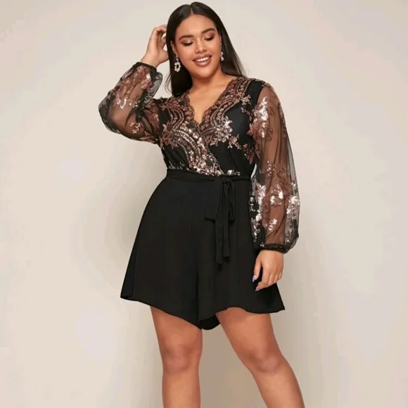slim fit dress slacks Saints Black & Gold Sequin Game Day Romper – SASH Clothing Bar main image 0
